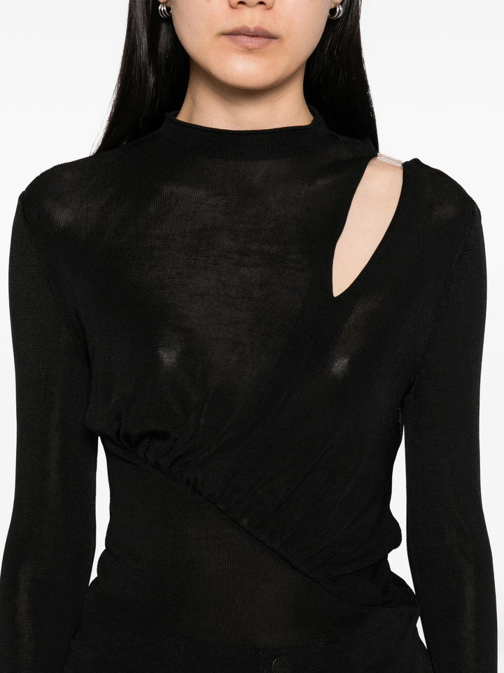 Black Cut Out Viscose Knit Top