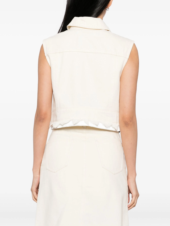 Cream Denim Sleeveless Top