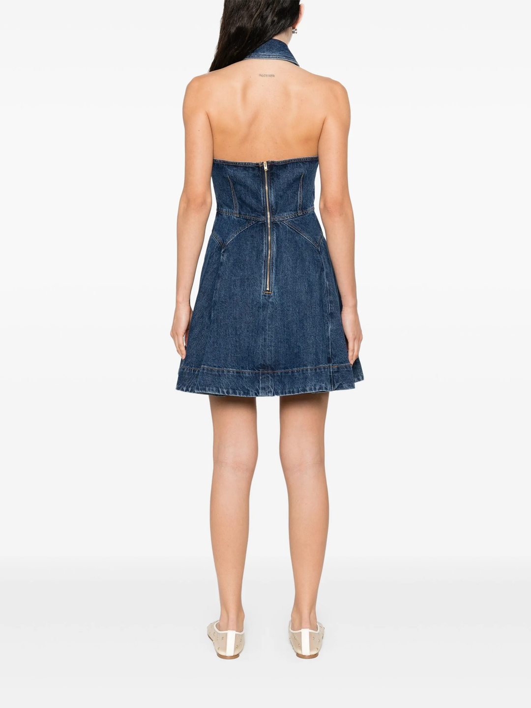 Denim Sleeveless Flared Mini Dress