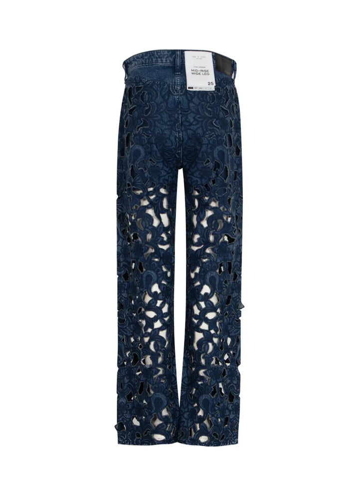 Logan Mid Rise Wide Leg Floral Cutout