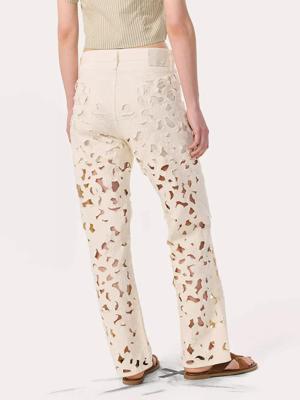 Logan Mid Rise Wide Leg Floral Cutout