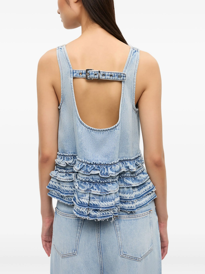 Soft Rigid Denim Frill Top