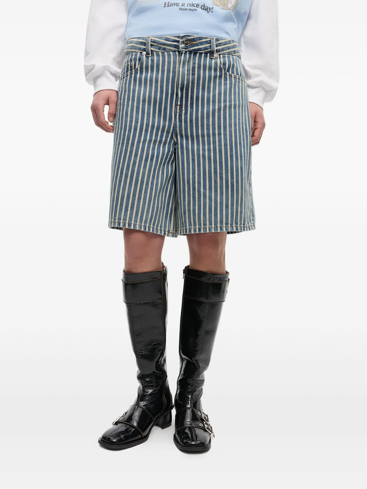 Light Stripe Denim Shorts