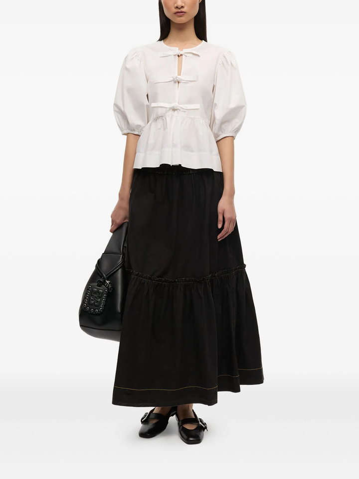 Garment Dyed Cotton Smock Maxi Skirt