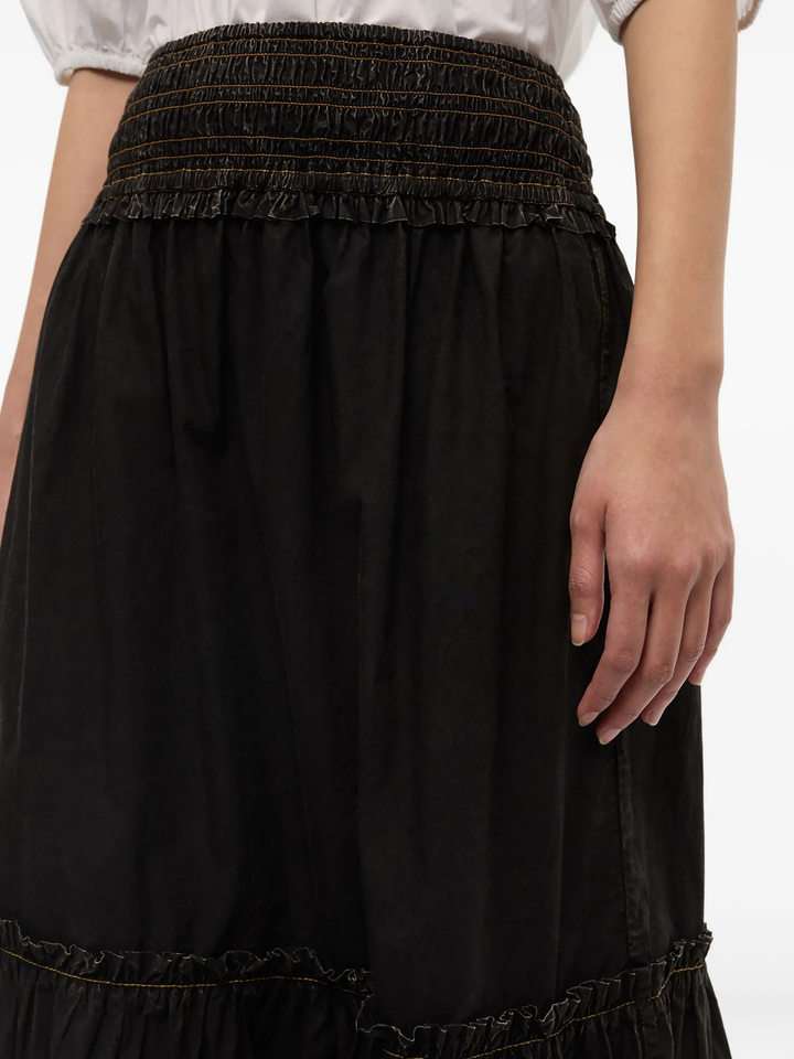 Garment Dyed Cotton Smock Maxi Skirt