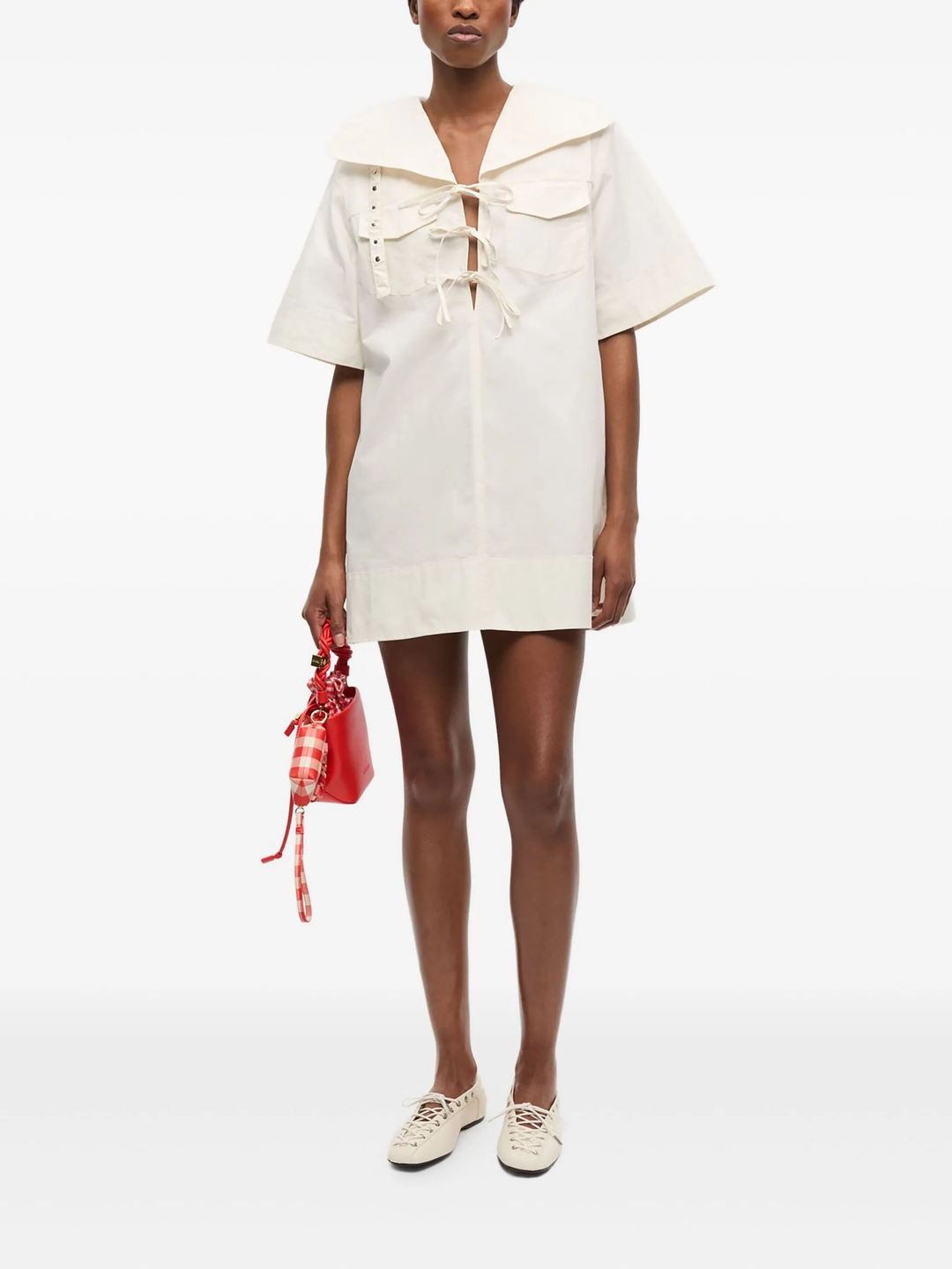 Cotton Cowl Neck Mini Dress