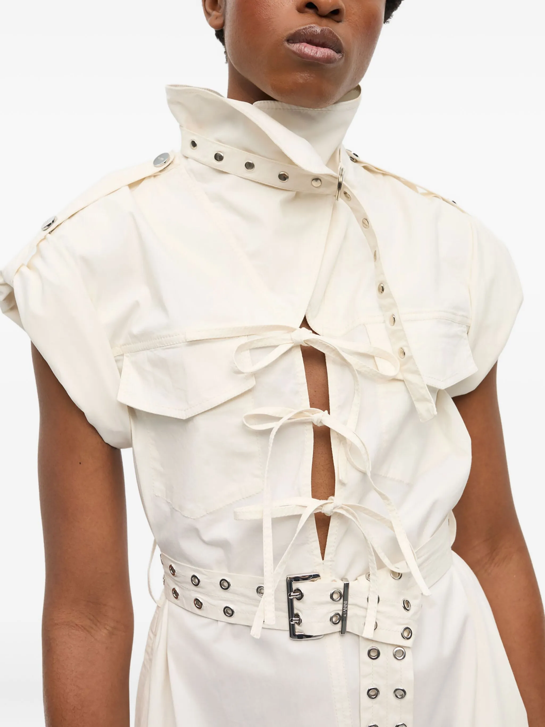 Cotton Cowl Neck Mini Dress