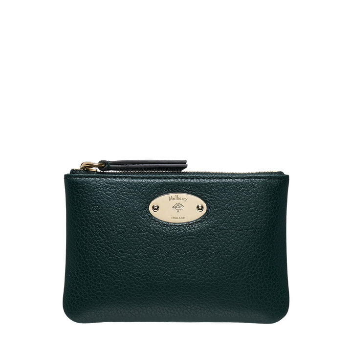Mulberry Plaque Small Zip Coin Pouch Mulberry Green Small Classic Grain