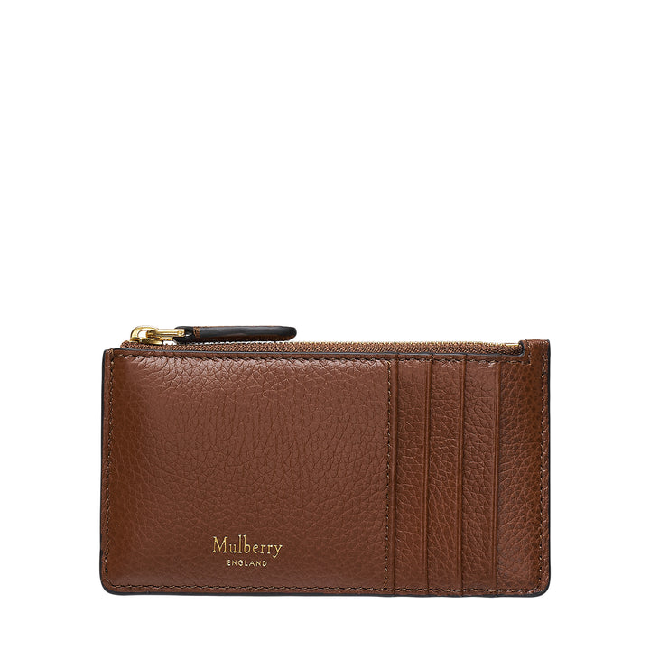 Continental Zipped Card Holder Oak Two-Tone Small Classic Grain