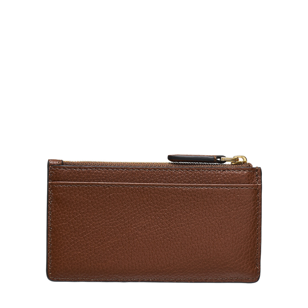 Continental Zipped Card Holder Oak Two-Tone Small Classic Grain