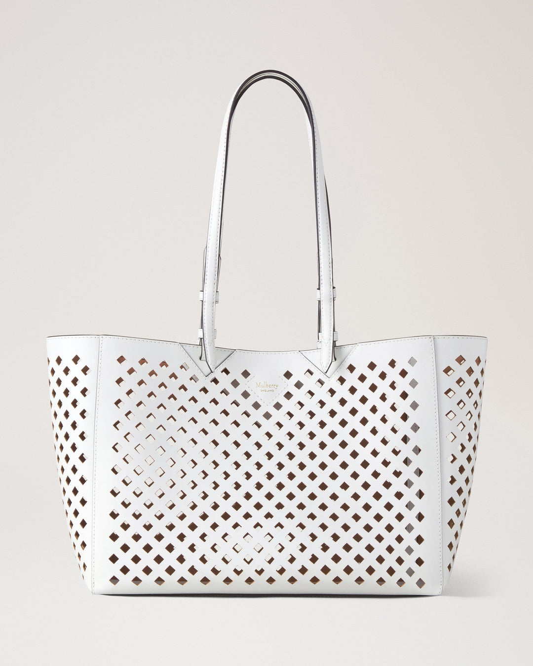 Perforated Tote White Perforated Leather
