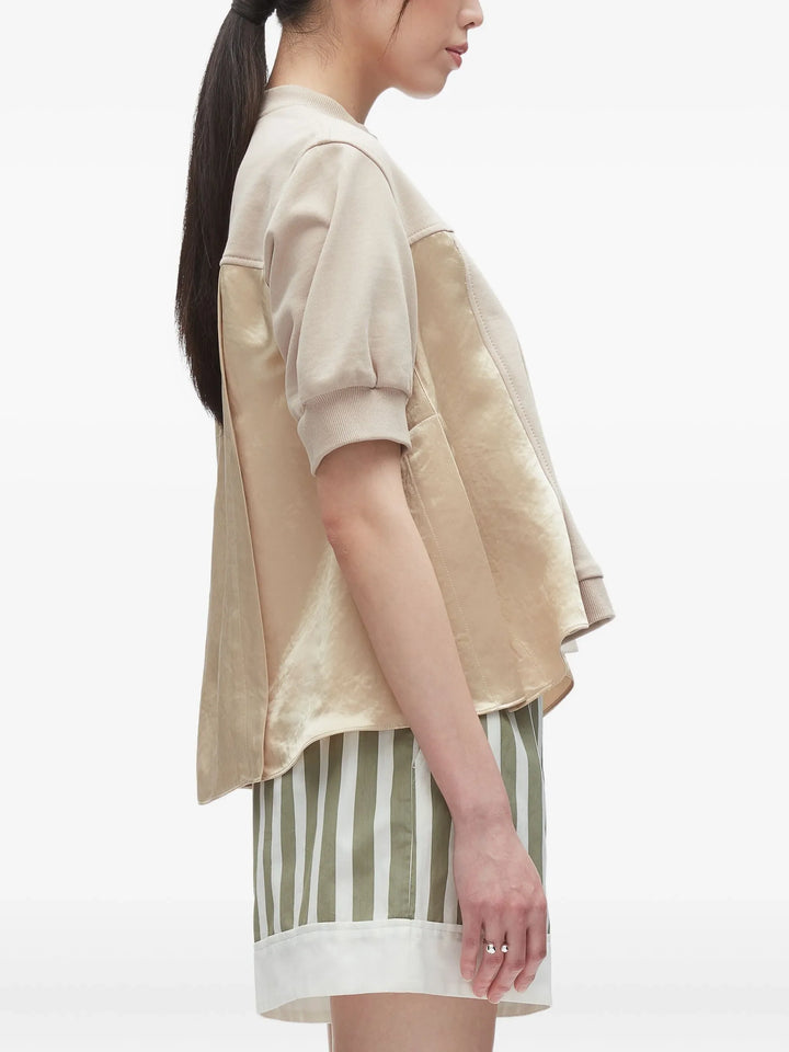 Satin Flounce Combo Terry Top