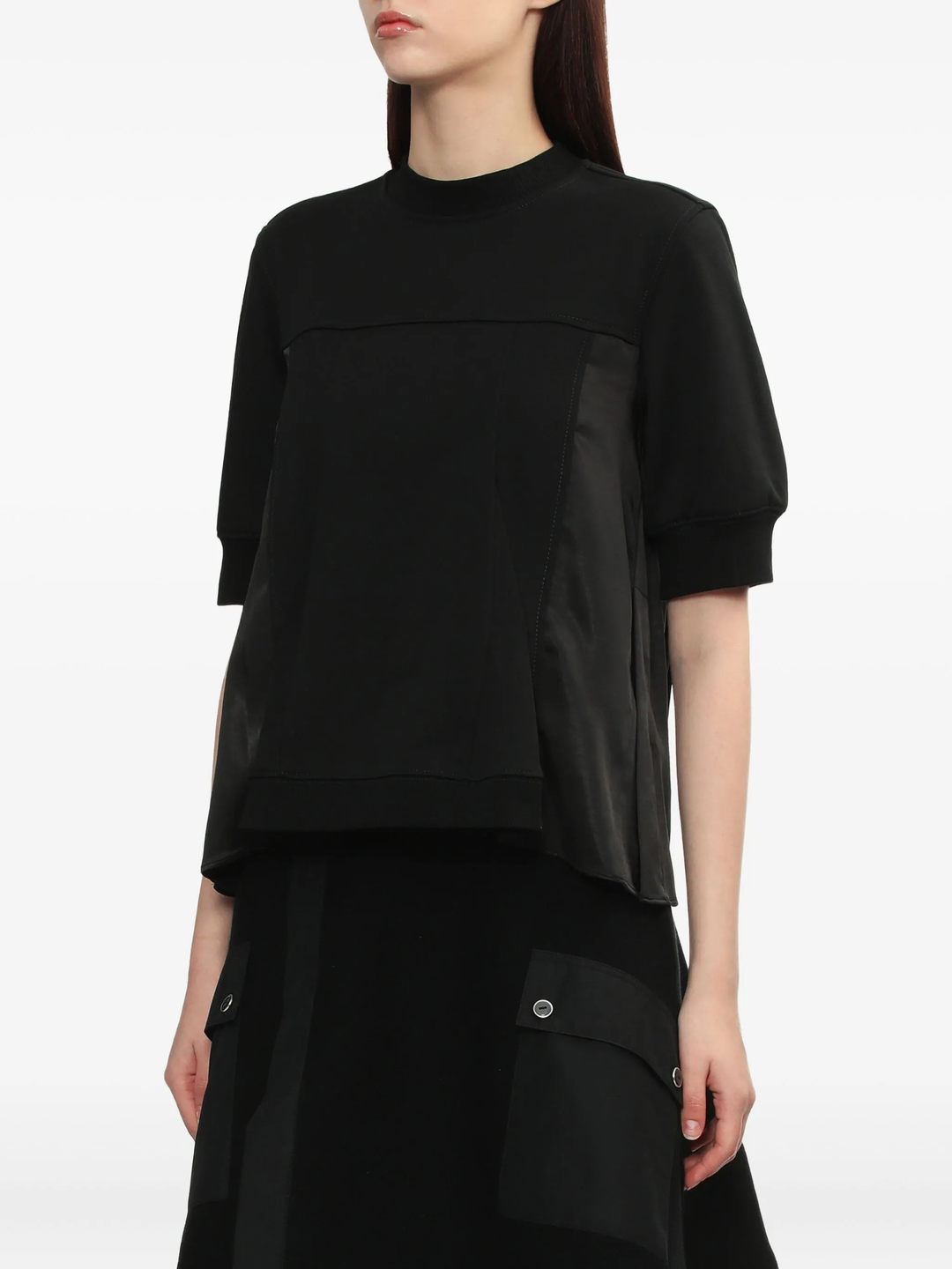 Satin Flounce Combo Terry Top