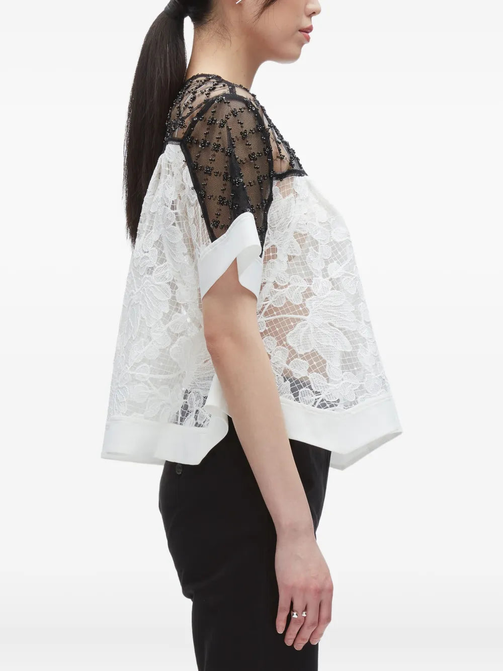 Corded Lace Organza Flounce Top