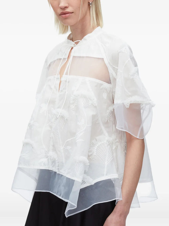 Embroidery Voile Top With Organza