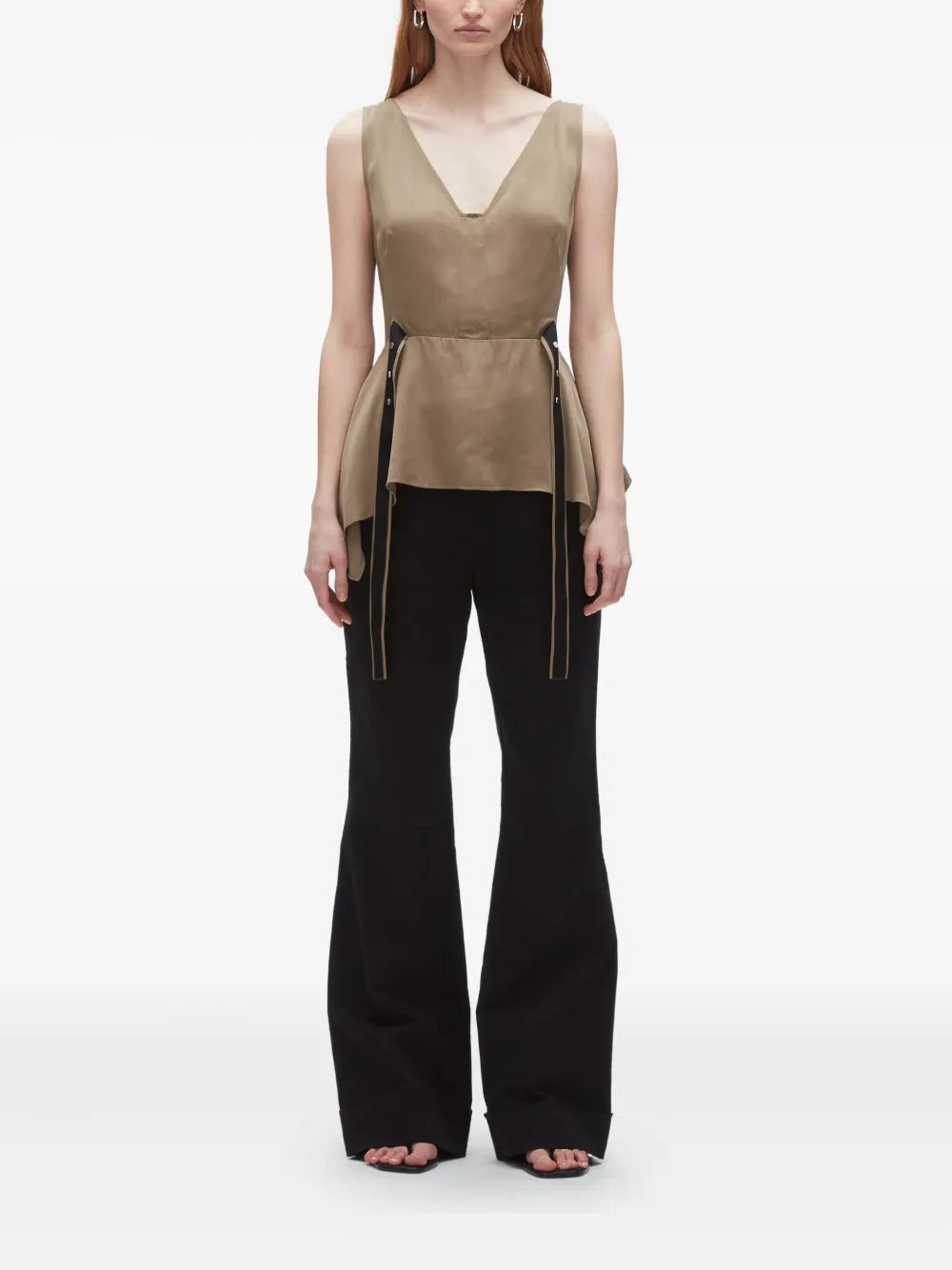 V-Neck Sleeveless Flounce Top