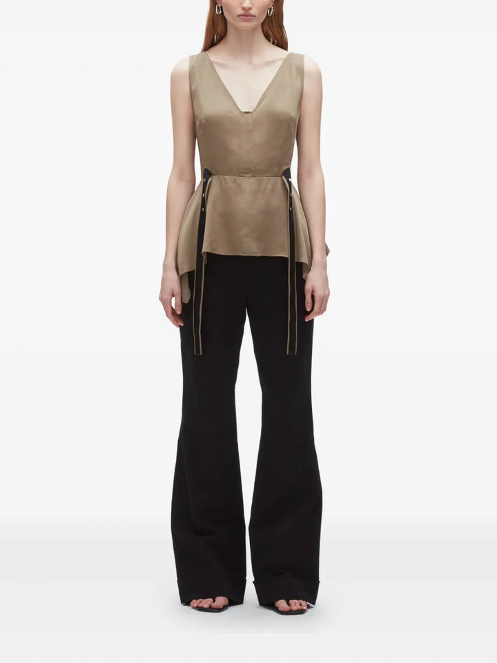 V-Neck Sleeveless Flounce Top