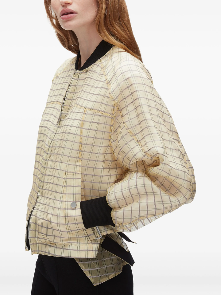 Plaid Organza Bomber Jacket
