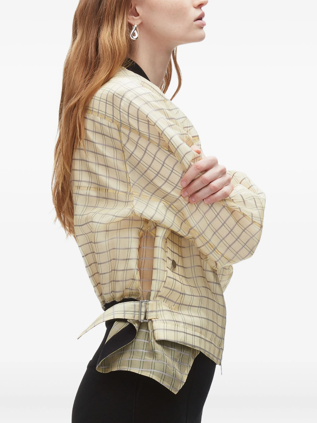 Plaid Organza Bomber Jacket