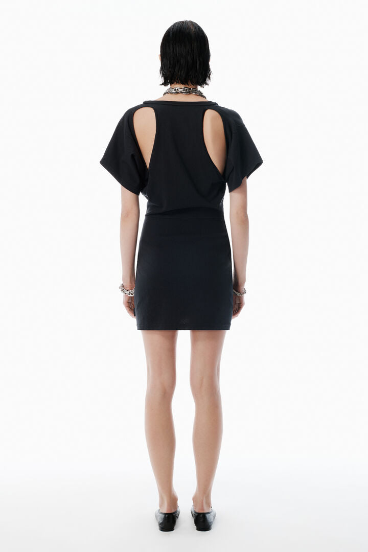Deconstructed Cowl Neck Mini Dress