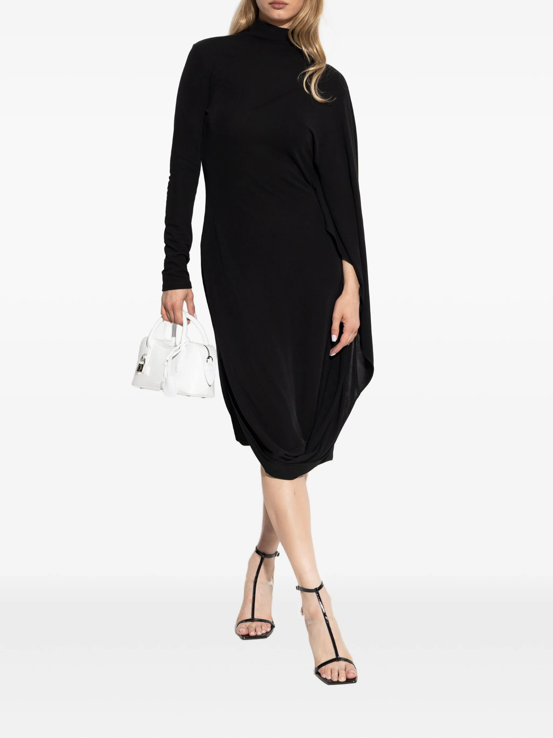 Crepe Jersey Cape Dress