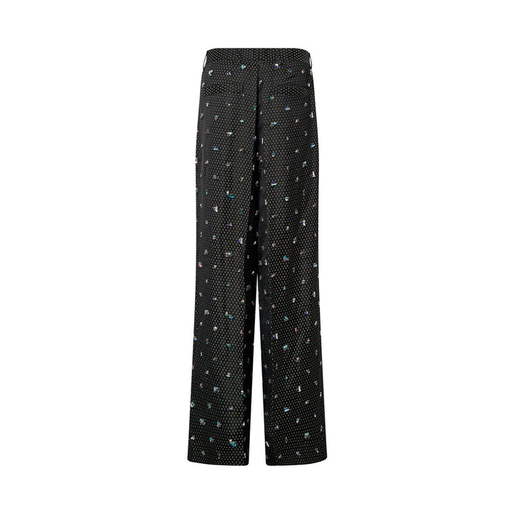 Wide Leg Casual Pants Embroidered