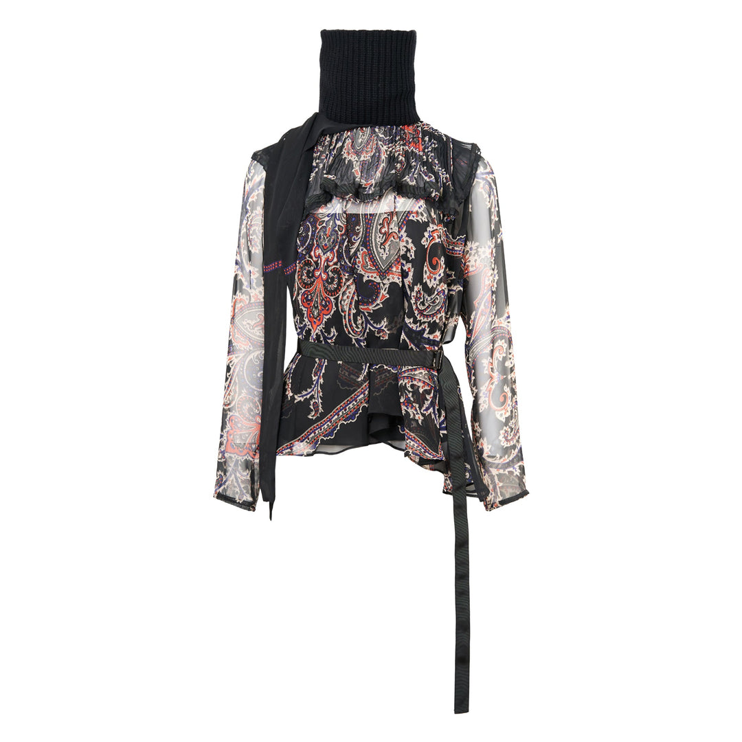 Paisley Print x Wool Knit Pullover