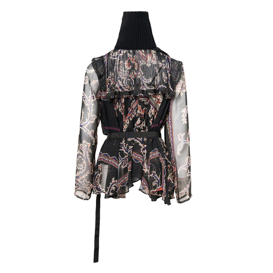 Paisley Print x Wool Knit Pullover