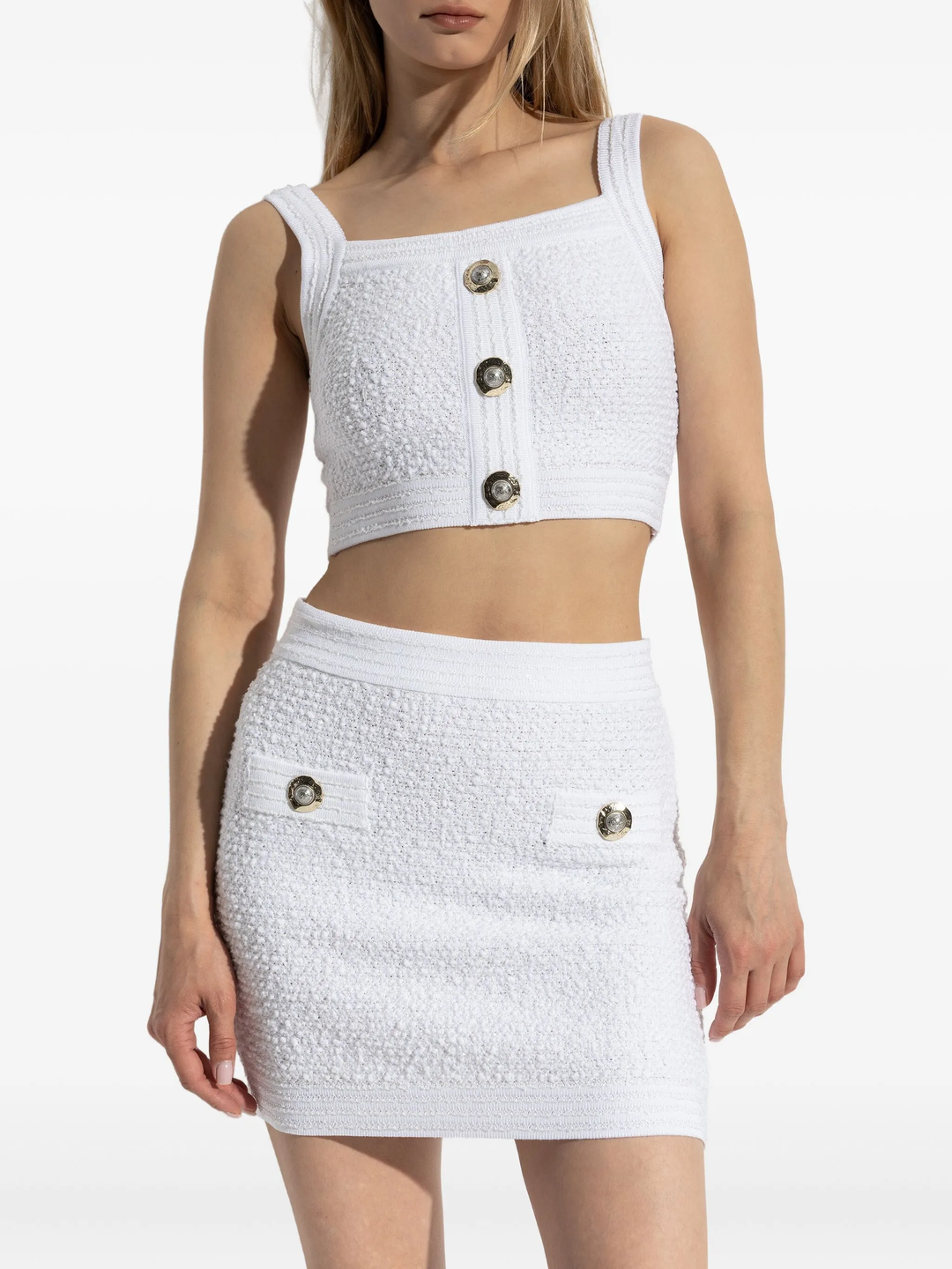 Straps Light Tweed Top