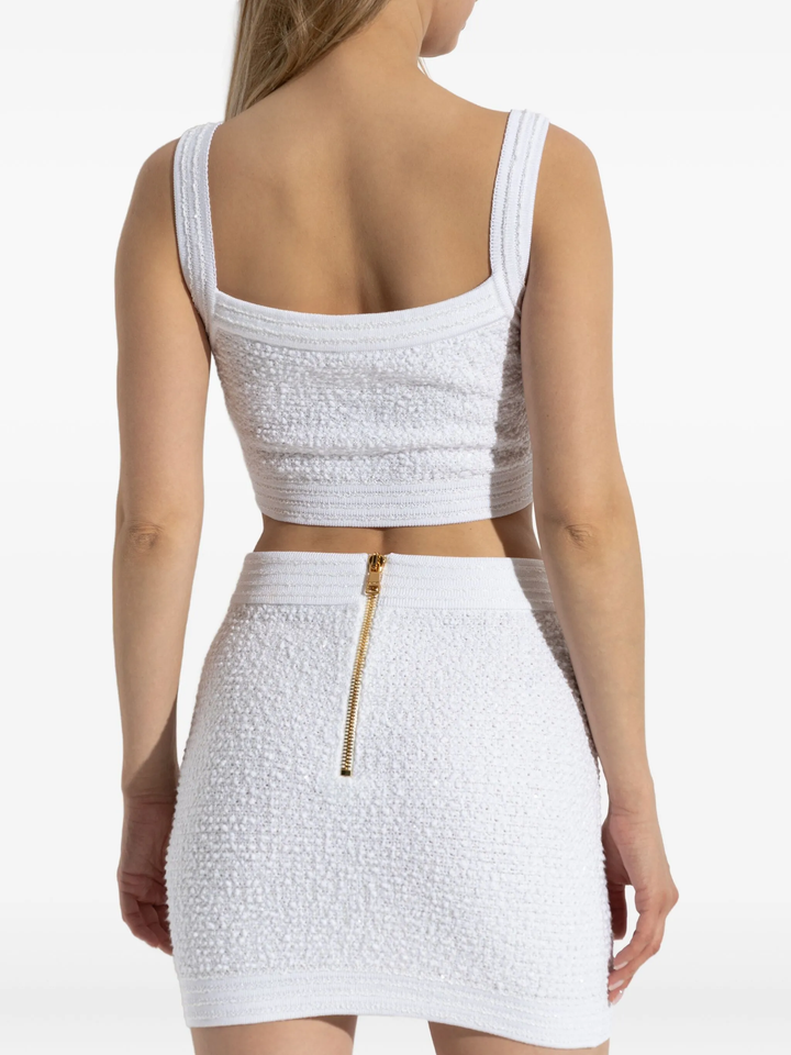 Straps Light Tweed Top