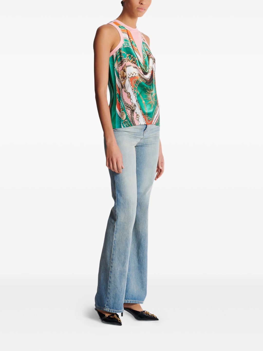 Trompe Loeil Foulard Print Tank