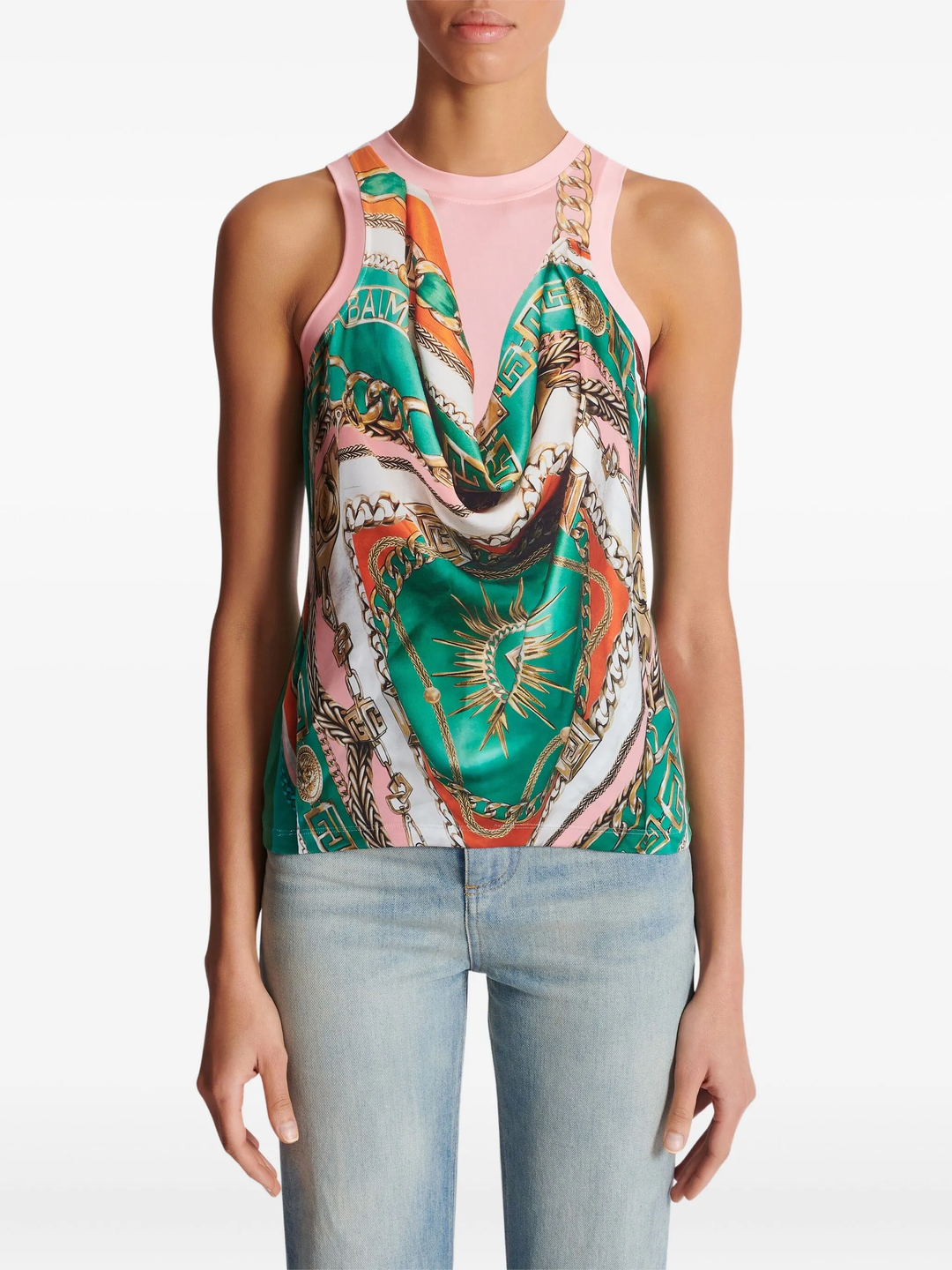Trompe Loeil Foulard Print Tank