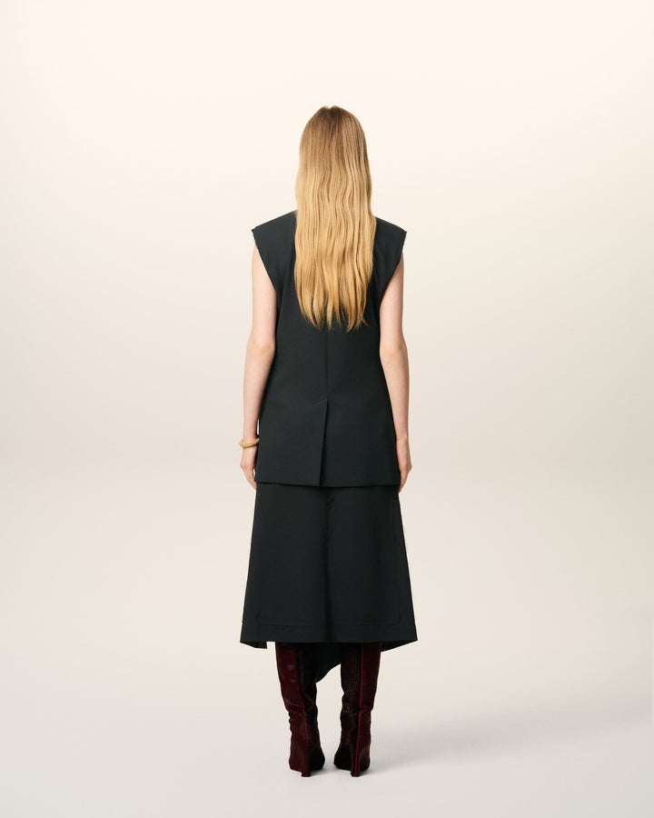 Wool Sleeveless Smocking Jacket