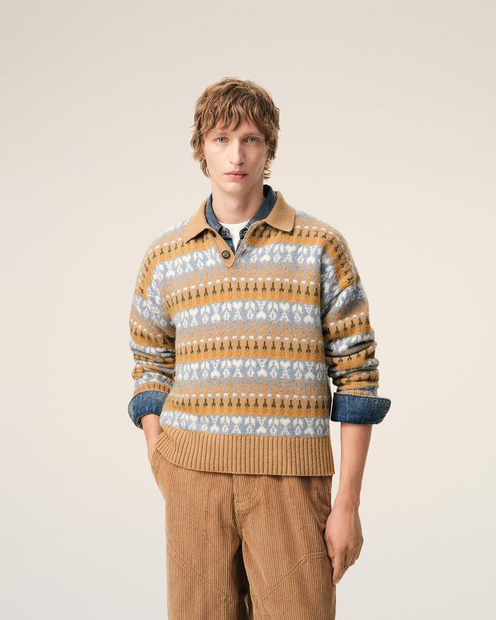 Xmas Boxy Jacquard Polo Sweater
