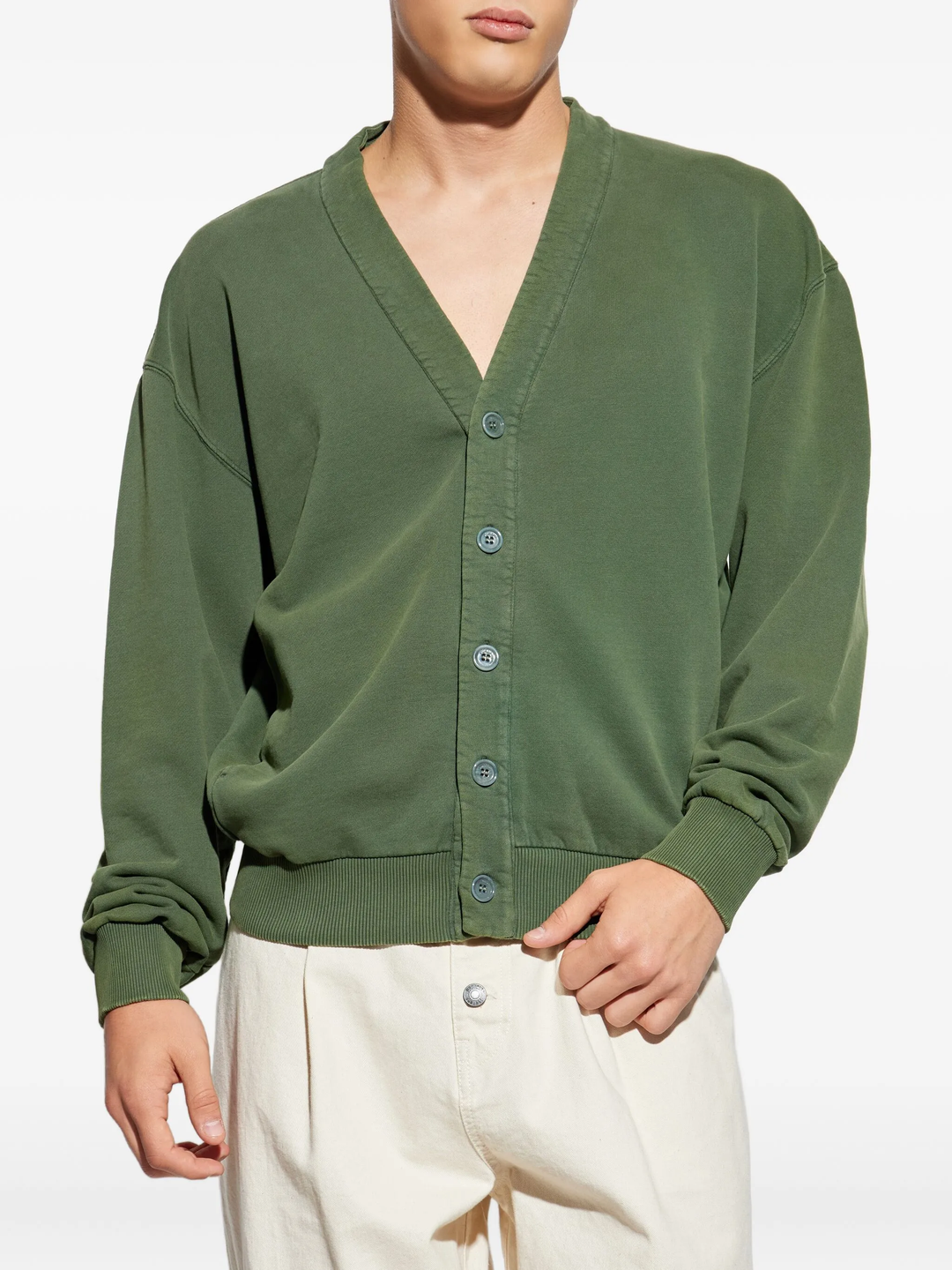 Garment Dye V Neck Cardigan
