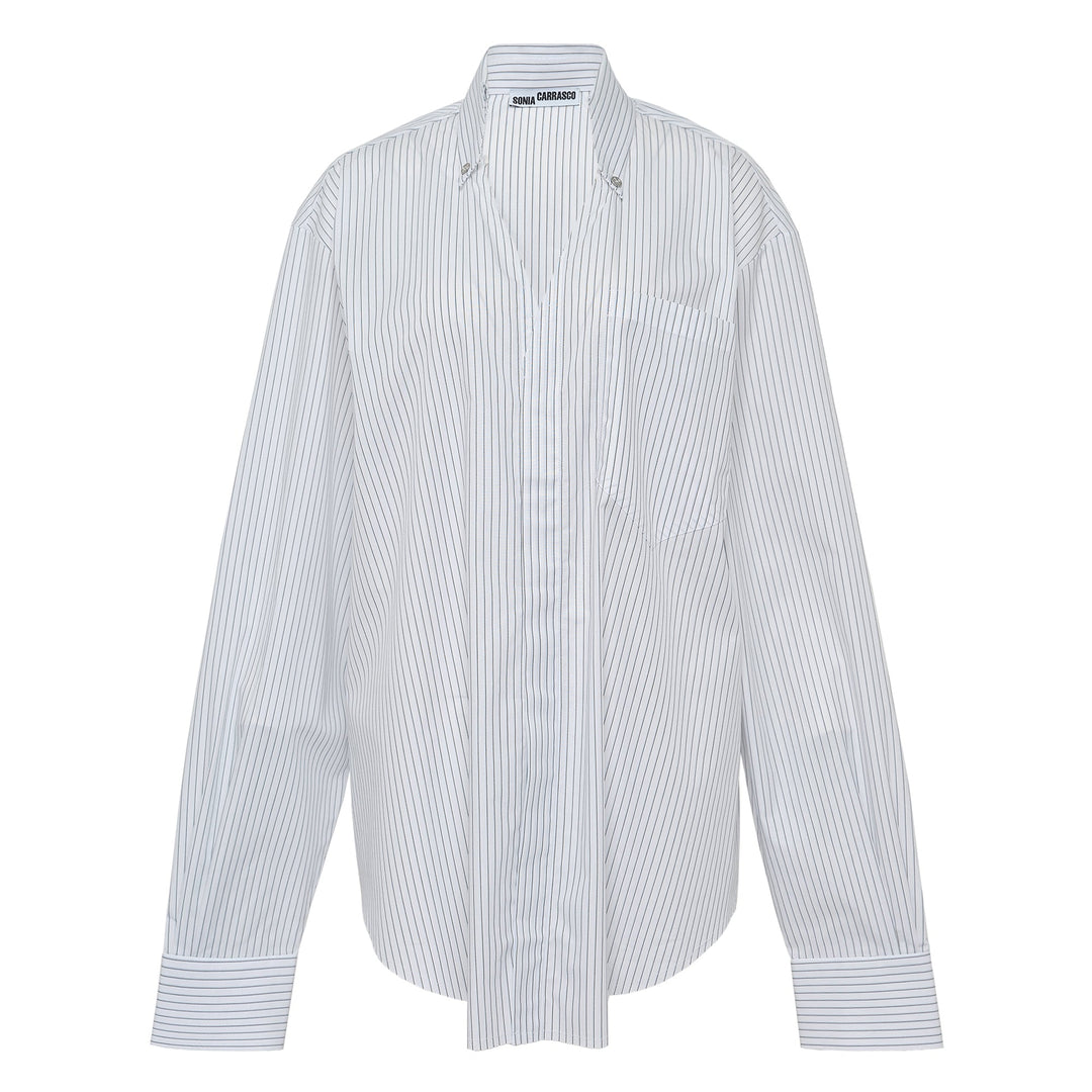 Cut Collar Shirt Pinstripe
