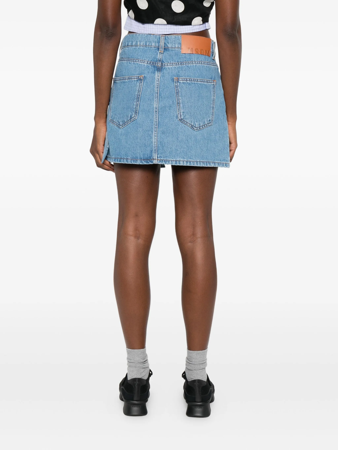 Side Ribbon Denim Detail Skirt