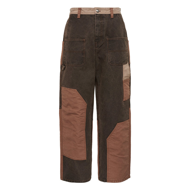 Patchwork Carpenter Wide-Leg Jeans