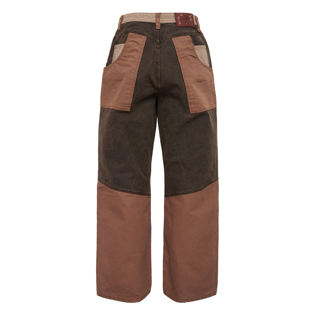 Patchwork Carpenter Wide-Leg Jeans
