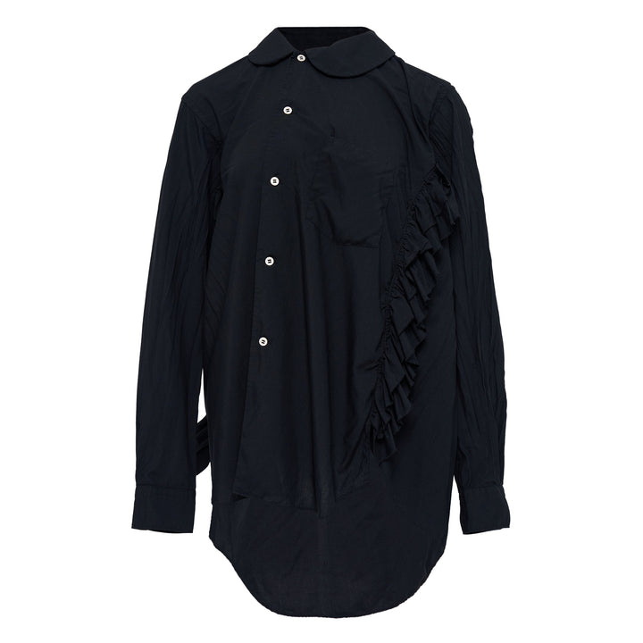 Spun Broad Asymmetric Ruffle Shirt