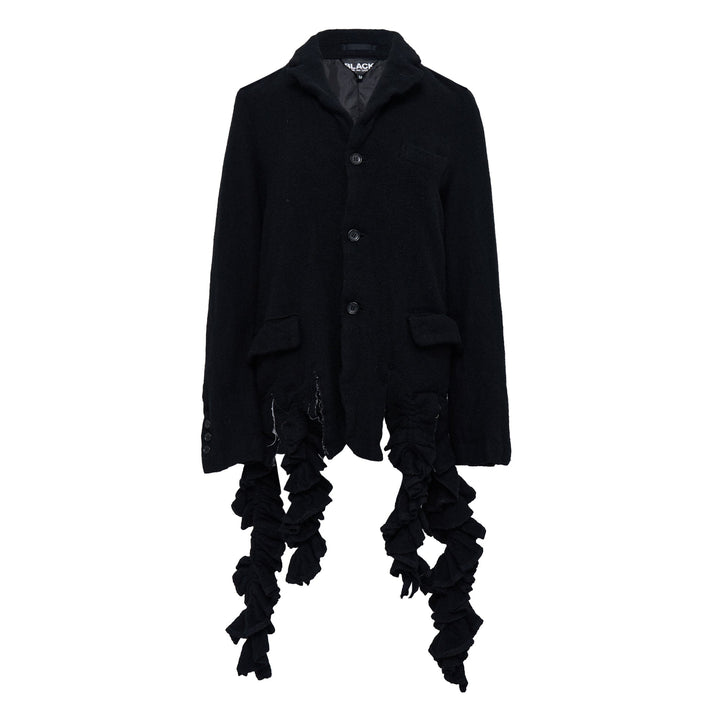 Wool Nylon Tweed Ruffle Jacket
