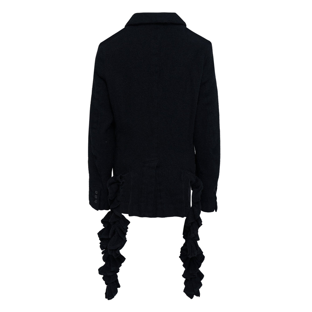 Wool Nylon Tweed Ruffle Jacket