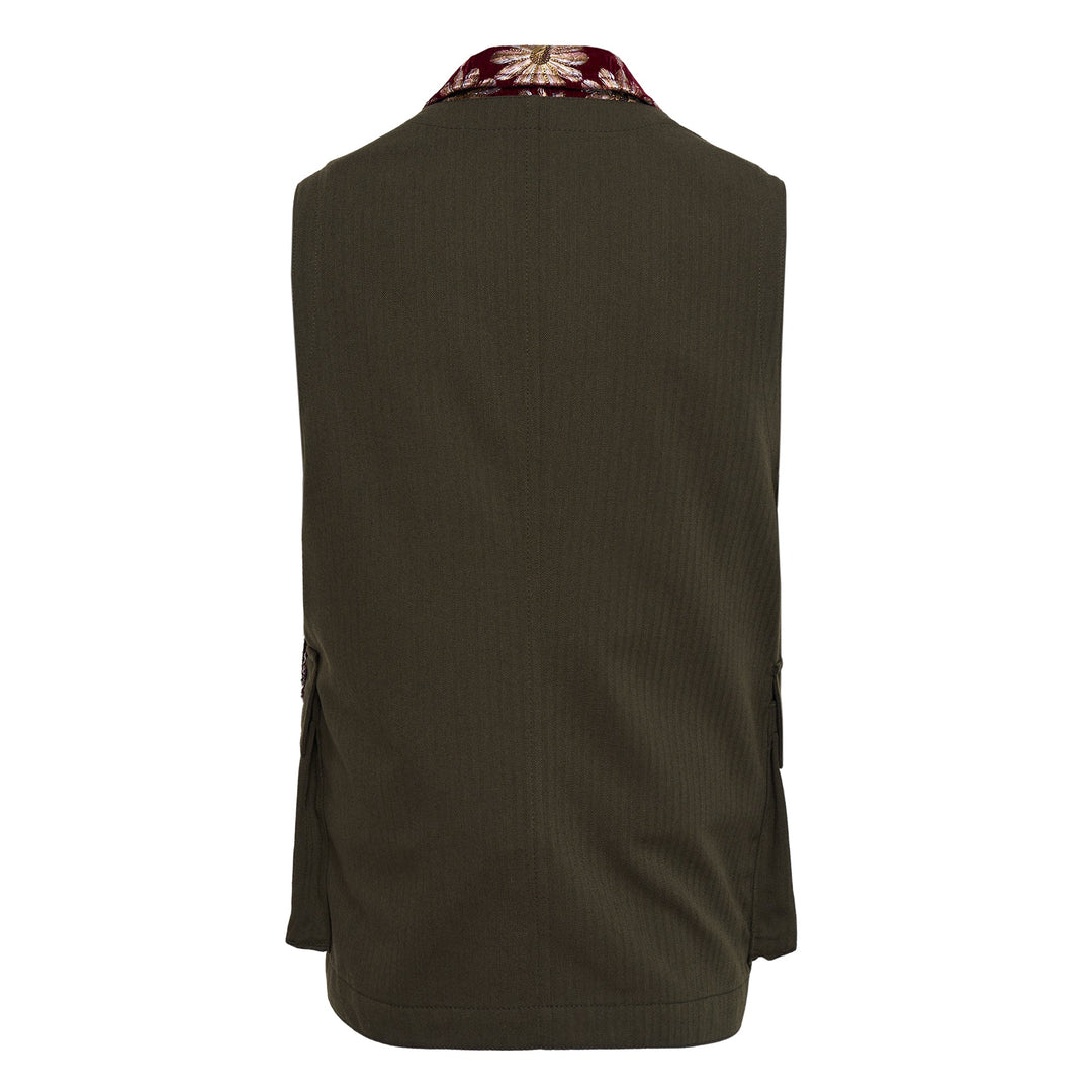 Velvet Floral Embroidered Vest