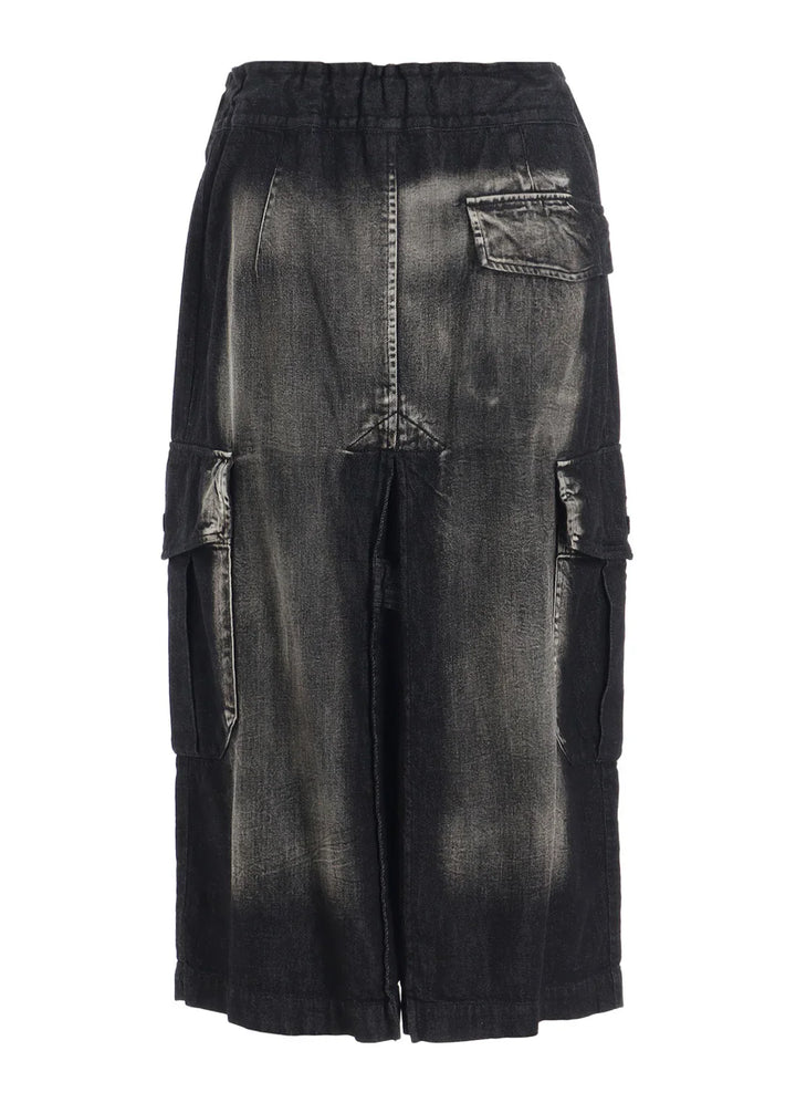 Spotted Denim Side Pocket Straight Skirt