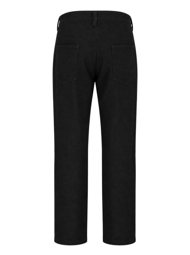Yohji Yamamoto black Side Gusset Zip Pants with panelled knees, front slanted pockets and zip detailing at the lower leg seams - view 2