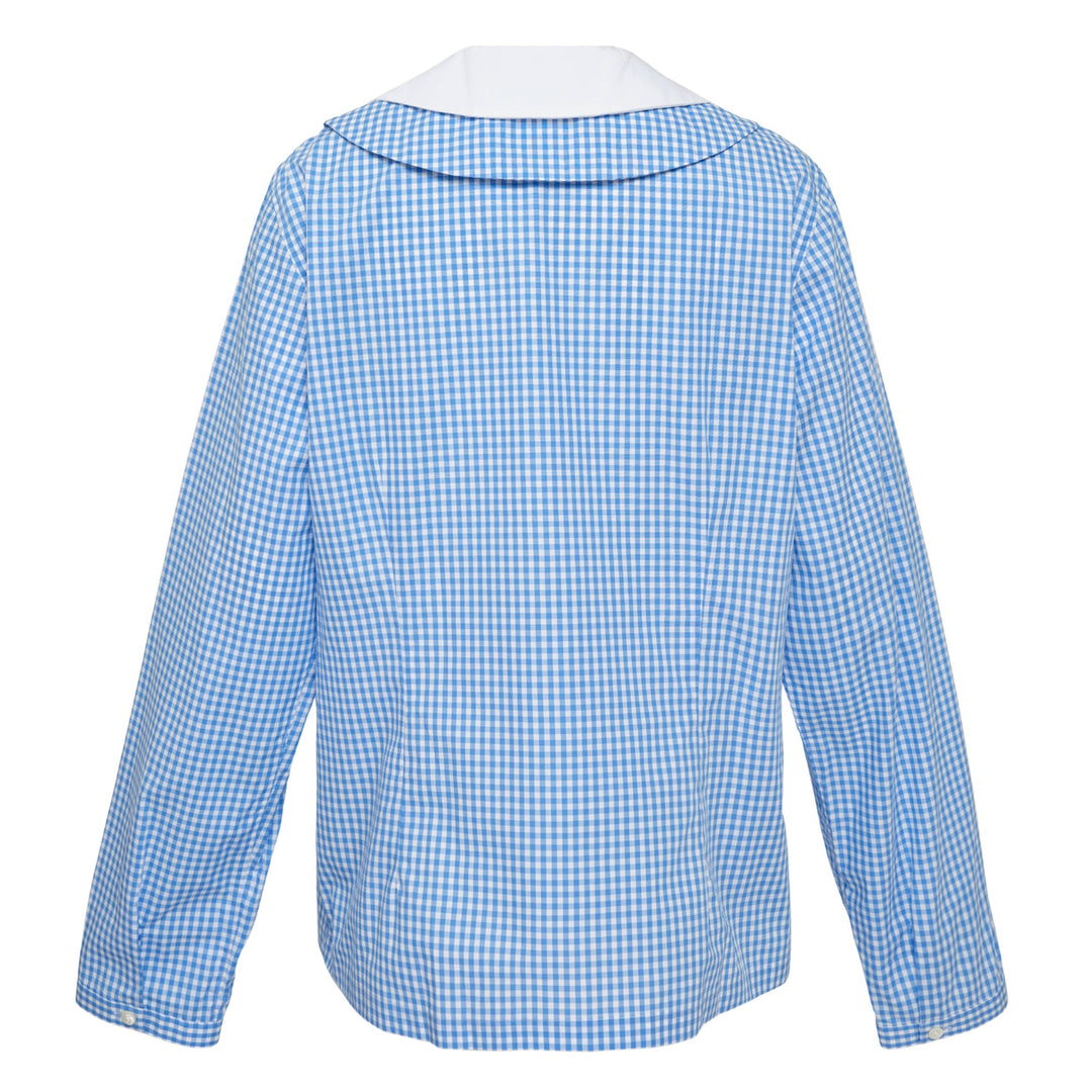 Double Collar Checked Blouse