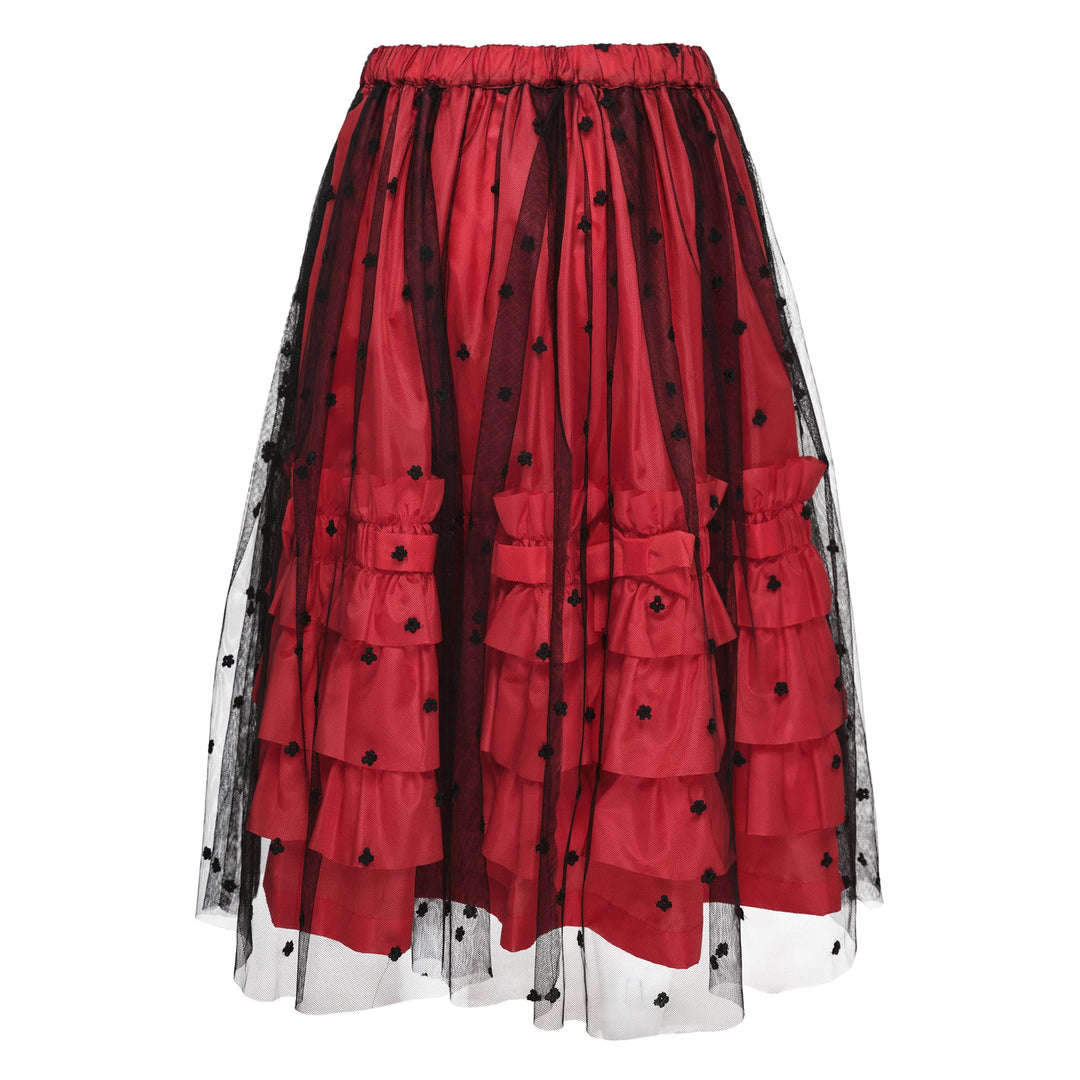 Flower Pattern Layered Skirt