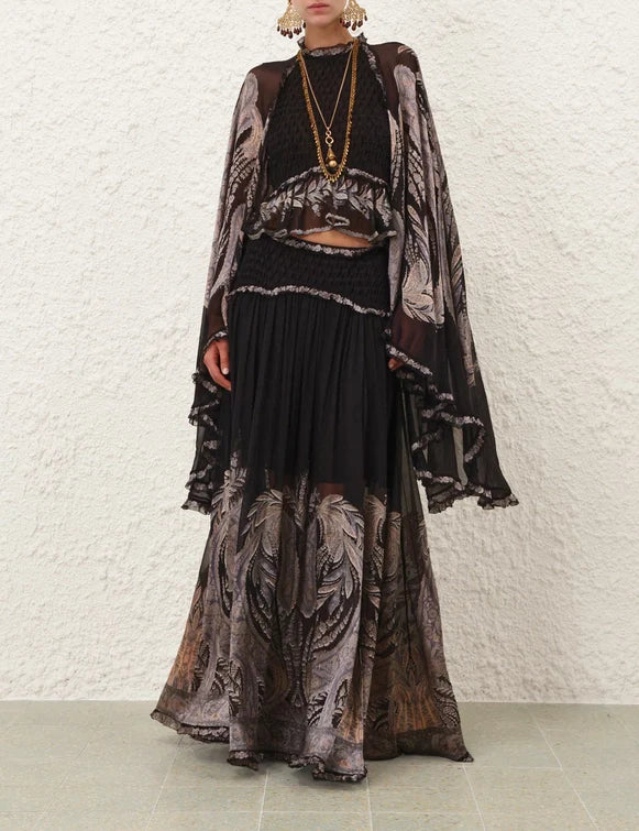Hypnotic Burnout Maxi Skirt