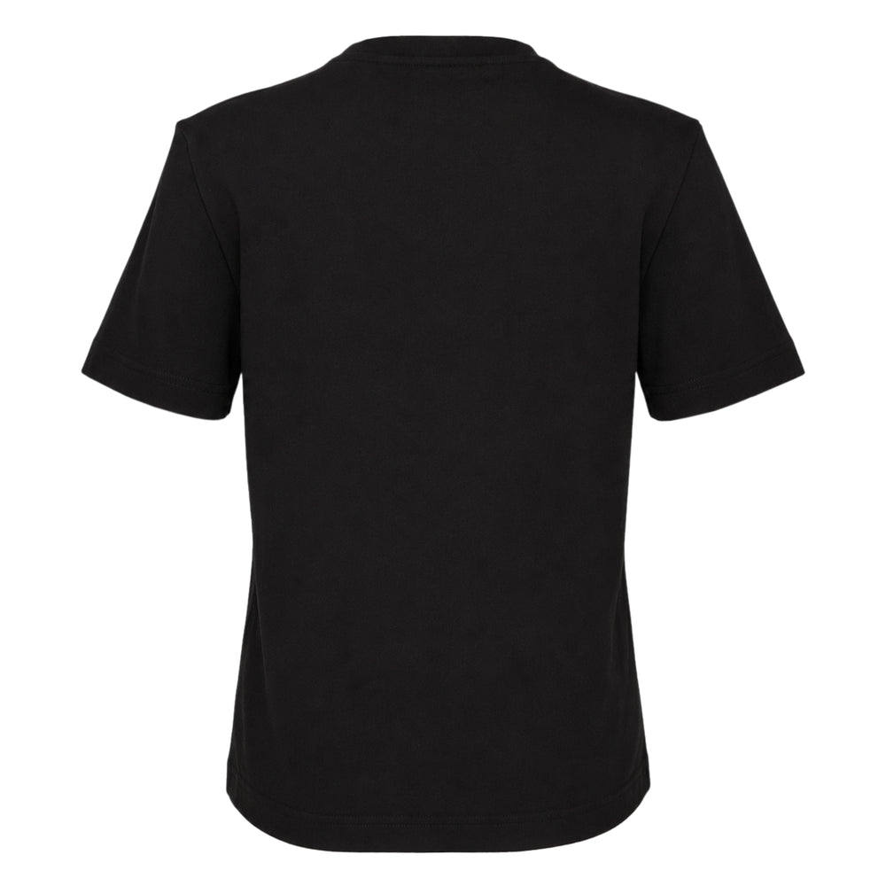 Jacquemus Gros Grain Short Sleeve Tee in cream with a woven grosgrain logo label on the chest