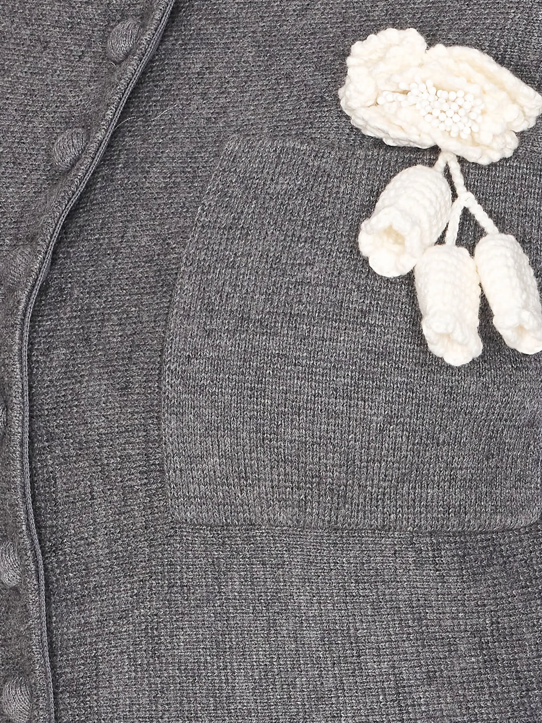 Grey Crochet Flower Collared Dress